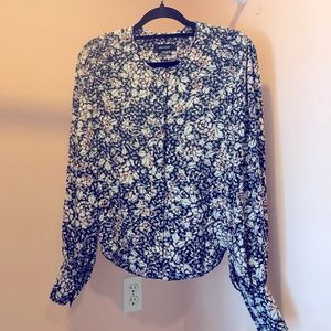 Isabel Marant silk puff floral long sleeve button down blouse size 34 (XS)